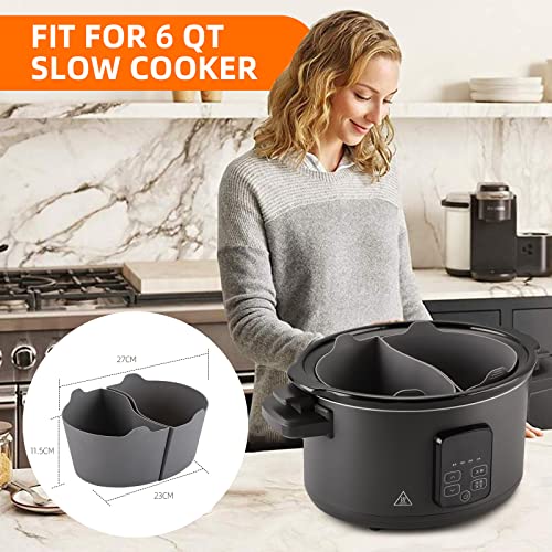 Essbhach Slow Cooker Divider Liners for Crockpot 6QT/6.5Litre, Silicone Insert, BPA Free, Dishwasher Safe, Slow Cooker Accessories Cooking Liner