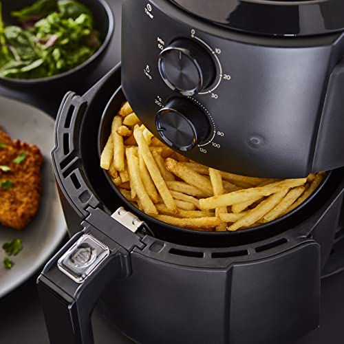 Swan SD75210BLKN Stealth 4.7L Manual Air Fryer with Adjustable Temperature, 60 Minute Timer, Compact, 1500W, Matte Black