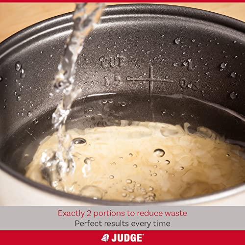 Judge Small Electric Rice Cooker - Fully Automatic, for 2 Servings, Removable Non-Stick Rice Pot, Measuring Cup & Ladle, PFOA Free, Keep Warm Fun