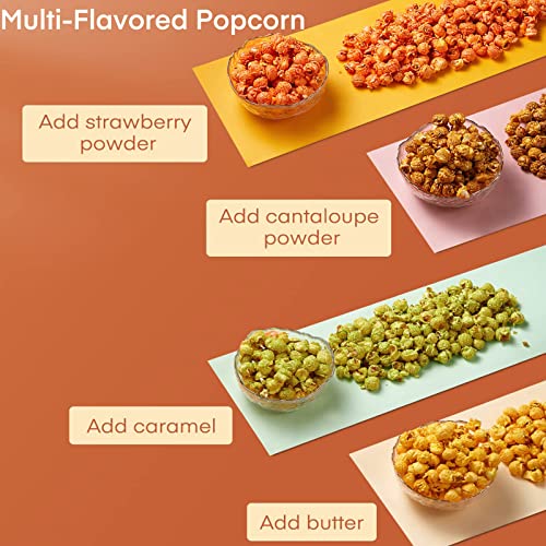 Electric Popcorn Maker - 1200W HOUSNAT Retro Popcorn Machine with Hot Air Circulation - 2 Min Qucik Popping - for Oil-Free & Healthy Snacks, for