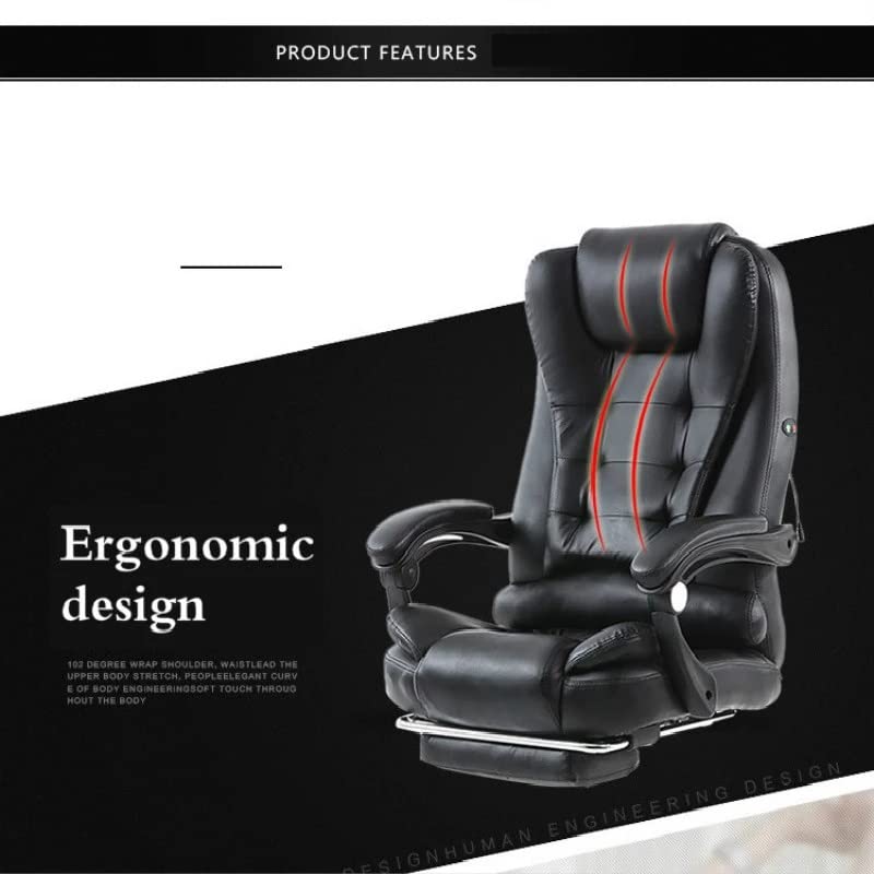 LEIGE Gaming Chair Massage Synthetic Leather Office Chair Home Reclining Computer Boss Chair Swivel Lifting