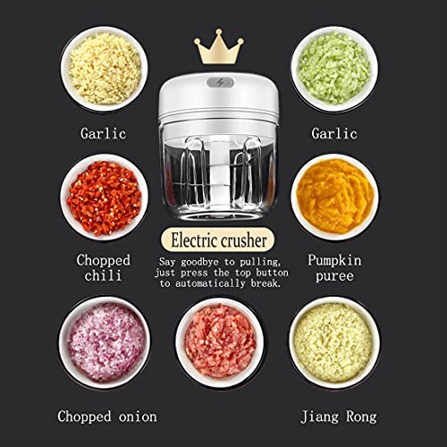 Electric Mini Garlic Chopper,Portable Mini Mincer Electric Food Processor, 250ml Mini Baby Food Maker Presses for Chili Onion Meat Spices Chopper