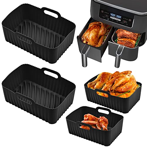 FOHYLOY Air Fryer Silicone Pot, 2 Pack Reusable Silicone Air Fryer Basket for Ninjas Dual Air Fryer, Silicone Pot Basket, Accessories for Air fry