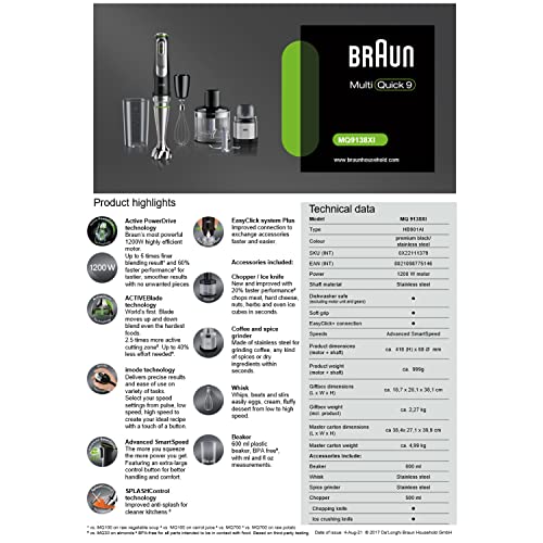 Braun MQ 9138XI MultiQuick 9 Hand Blender