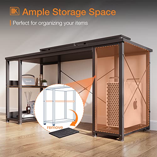 ODK Computer Desk with Shelves, 48" Home Office Desk with Storage, Gaming Desk, Modern Simple Style PC Desk, Stable Workstation, Black