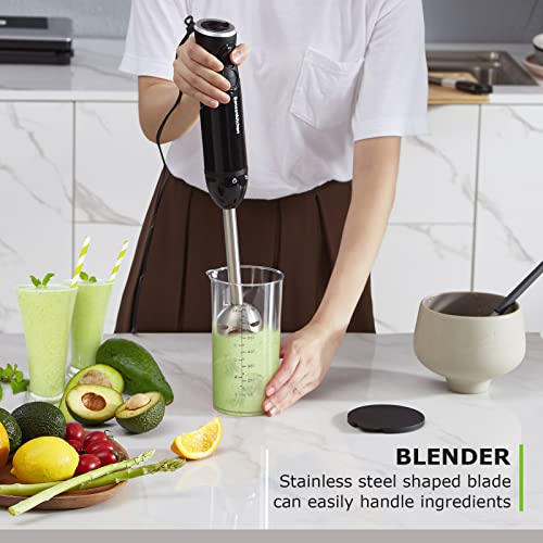 Bonsenkitchen Hand Blender, 300W Immersion Blender Handheld, Stick Blender Electric with Stainless Steel Blade for Making Baby Food, Soups, Sauce