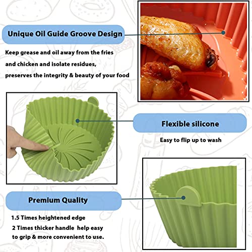 Air Fryer Silicone Pot, 2 PCS Reusable Air Fryer Silicone Basket, 6.3inch Air Fryer Accessories for Oven, Microwave Cake Baking Pans, Home Kitche
