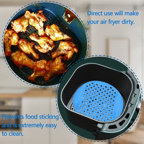 Air Fryer Liners Reusable, 7inch Silicone Air Fryer Liner with Handle, Round Silicon Air Fry Liner,Non-Stick Air Fryer Silicone Liners Mats,Heat