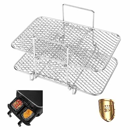Air Fryer Rack for Ninja Dual Air Fryer,2-Layer Stainless Steel Air Fryer Accessories,Compatible With Ninja AF300UK AF400UK Tower 17088 Instant V
