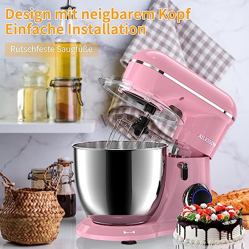AILESSOM 3-IN-1 Electric Stand Mixer, 660W 10-Speed With Pulse Button, Attachments include 6.5QT Bowl, Dough Hook, Beater, Whisk for Most Home Co