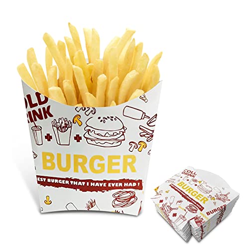 French Fries Cup, 50PCS Creative Pattern Disposable Snack Holder Popcorn Boxes, Snack Cup Paper Box for Burger Store Home Shop French Fries Popco
