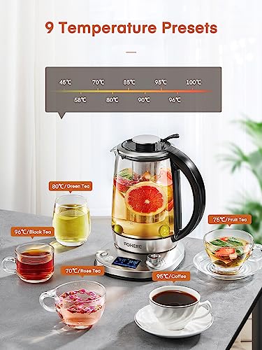 Electric Kettles, FOHERE Kettles Electric Fast Boil Quiet, Variable Temperature Kettle - 40℃~100℃, Keep Warm 2Hr, Detachable Filter Kettle, Auto