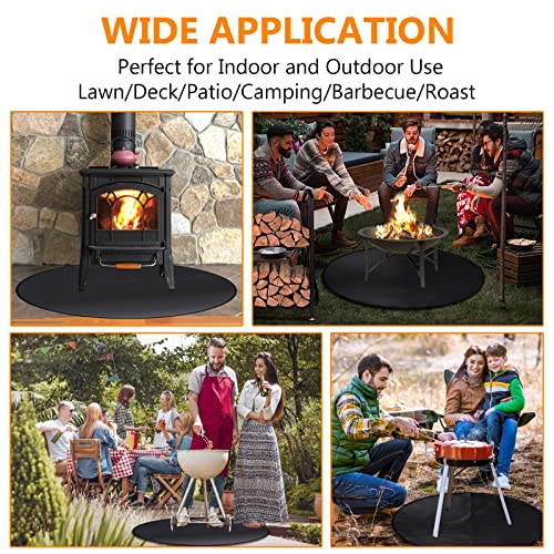 39" Fire Pit Mat for Decking , 3-Layer Thickened Under Grill Mat, Fireproof Mat for Under Fire Pit, Round Heatproof Mat, Camping Deck Patios Prot