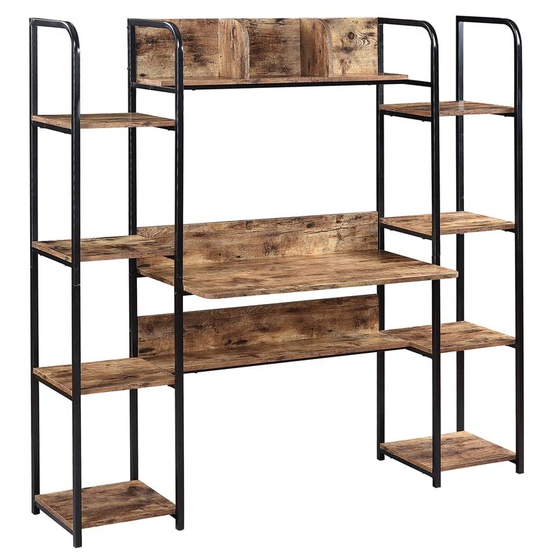 N/A Computer Desk with Locker Computer Workstation with Storage Bookshelf Home Office (Color : A)