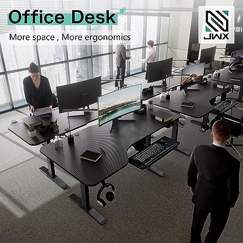 JWX Keyboard Tray Under Desk Slide Out, Large Under Desk Mounted Keyboard Drawer Adjustable Height with Mouse pad & Soft-Touch wristpad for Stand