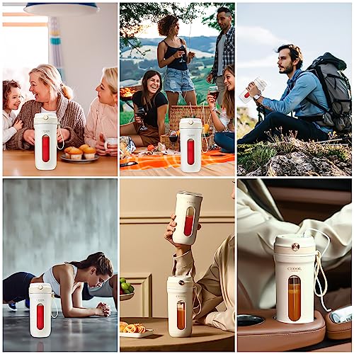 Auniq Portable Blender, 350ML Personal Blender 10 Blades Electric Fruit Mixer Dual Battery 3000mAh Portable Juicer Cup Mini Travel Blender Rechar