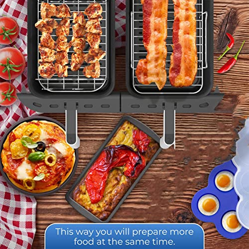 Jetcloud 2pcs Air Fryer Rack +100x Air Fryer Liner,Stainless Steel Double Layer Air Fryer Accessories with 4x Grilling Skewers Metal Dehydrator R