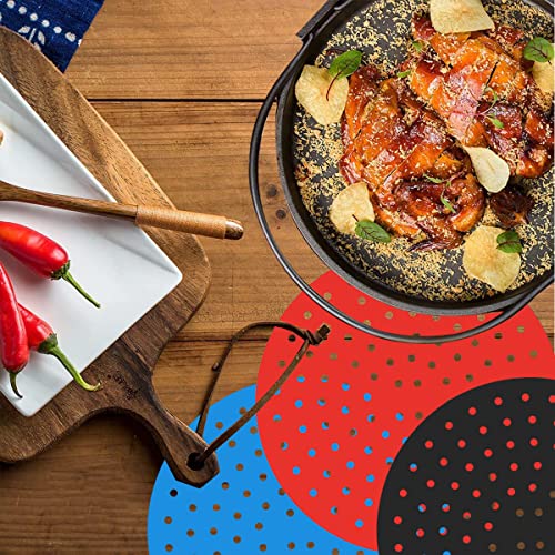 ADQOO Air Fryer Liners, 3 Pack 8 Inch Round Non-Stick Reusable Silicone Mats, 100 Percent Food-Grade, Easy Clean Kitchen Mat Accessories For NINJ