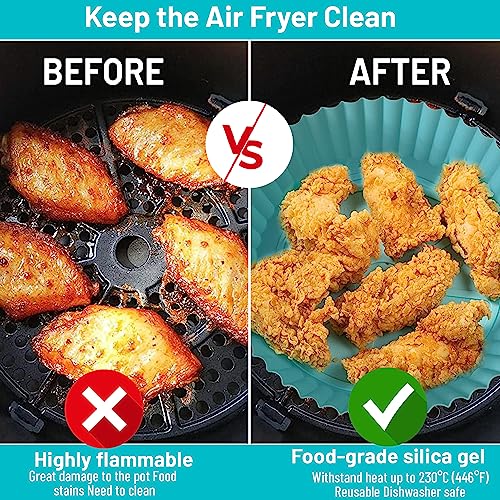 Silicone Air Fryer Liners Reusable NonStick and Heat Resistant Air Fryer Accessories - Compatible with COSORI, Ninja and Tower AirFryers for Easi