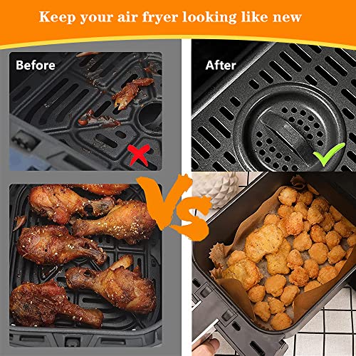 Air Fryer Liners for Ninja Dual,Air Fryer Accessories, Disposable Square Air Fryers Parchment Paper Liners, Ninja AF400UK, AF300UK Compatibility,