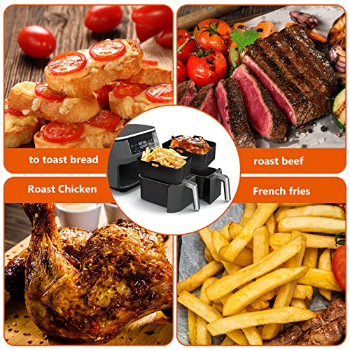 Silicone Pot Fits for Ninjas Dual Air Fryer, Air Fryer Accessories,2Pcs Replacement of Parchment Liner Paper, Basket (Black)