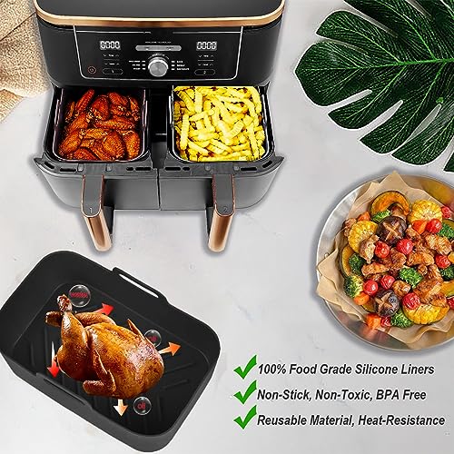 Air Fryer Accessories, Ranedo 8 PCS Accessories for Ninja Air Fryer Dual AF300UK AF400UK and 7.6L-9.5L Dual Air Fryer, Silicone Air Fryer Liners&