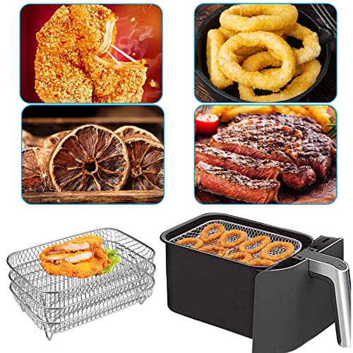 Air Fryer Rack for Ninja Dual Air Fryer, 304 Stainless Steel Three Layer Dehydrator Rack for Baking Roasting, Multi-Purpose Air Fryer Accessories