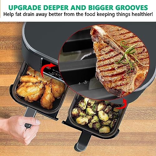 moleath Large Size Silicone Air Fryer Liners, 6PCS Dual Air Fryer Accessories Compatible for Ninja Foodi MAX AF400UK, AF451UK 9.5l, AF500UK 10.4L