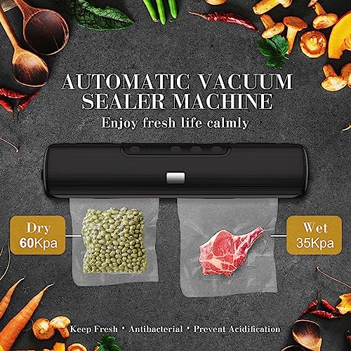 AMLGG Vacuum Sealer, Dry/Moist Vacuum Sealer Machine Automatic Air Sealing System for Sous Vide Cooking and Food Storage with 15 Vacuum Sealer Ba