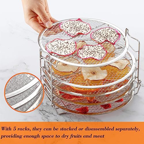 Dehydrator Rack for Air Fryer, 5 Racks Stainless Steel Air Fryer Rack with Anti Scalding Gloves Stackable Air Fryer Accessories for Dry Corn Swee