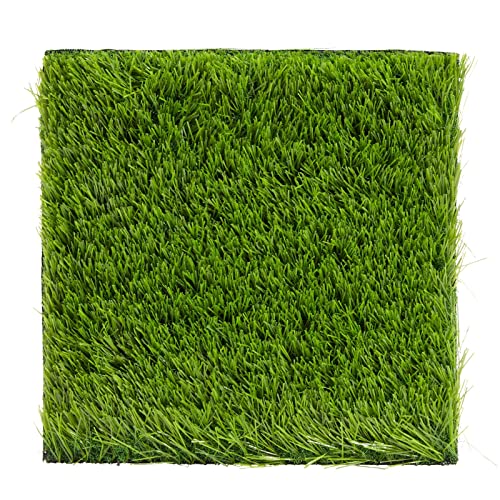 4-Pack Artificial Grass Mat Squares 30.5 x 30.5 cm Fake Turf Tiles for Balcony, Patio, Outdoor Faux Placemats, DIY Crafts and Decorations (Green,