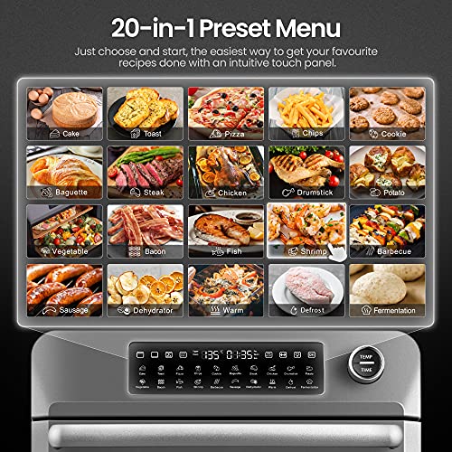 Hauswirt Air Fryer Oven 25 Litre Extra Large, Countertop Convection Oven with Grill/Airfryer/Dehydrator, Digital Touch Screen, Enamel liner, E-re