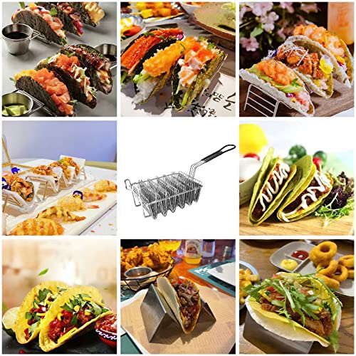 Felenny Frying Basket, Taco Basket Holds 6 Shells Deep Fryer Taco Holder Basket Taco Fry Basket with Grip Handle Kitchen Cooking Tool
