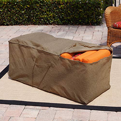 Budge P9A10BTNW3 StormBlock Hillside Patio Cushion Storage Bag, 22"H x 48"W x 18"Deep, Black and Tan Weave