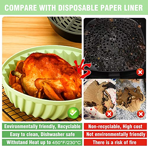 Air Fryer Silicone Pan, Silicone Air Fryer Liner 7.5 inch Air Fryer Silicone Basket Reusable Silicone Air Fryer Liner Oven Resistant Non Stick Ma