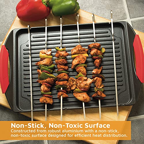 Jean-Patrique Griddle Me This Griddle Plate for Gas Hob Electric and Induction Hob - Griddle Pan & 6 Stainless Steel Skewers Grill Pan-Style Cook