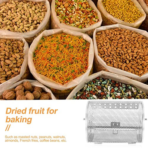 FEETER Roast Basket Rotisserie Cage,Steel Roaster Drum Basket Bakeware Roast Baking Nuts Basket BBQ Tool A