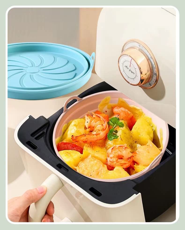 Foldable. 2Pc air fryer silicone liner, air Fryer Liners Reusable 。7.8" /20cm,Compatible with Ninja, Tower, COSORI