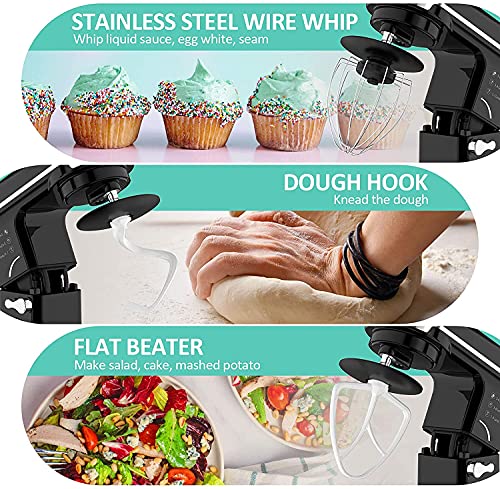 FIMEI Stand Mixer, Food Mixer 1000W, 5L Dough Mixer, Mixers for Baking with Stainless Steel Bowl, Beater, Hook and Whisk, Dishwasher Safe (Black)