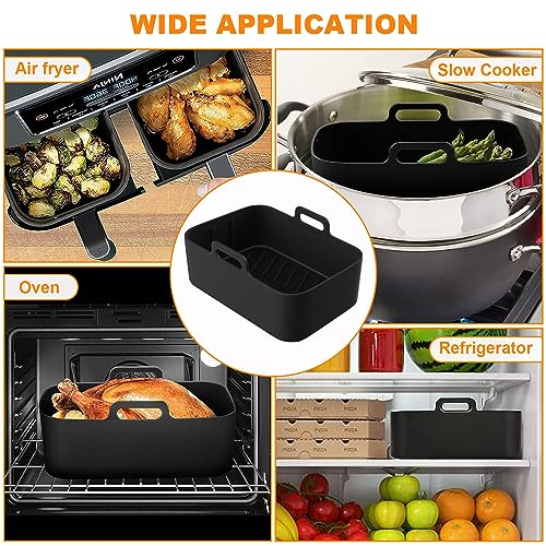 OKYUK Silicone Air Fryer Liners,11 Pcs Dual Air Fryer Silicone Liners Accessories Fit for or Ninja Dual AF300UK&AF400UK, Non-Stick,Easy Cleaning,
