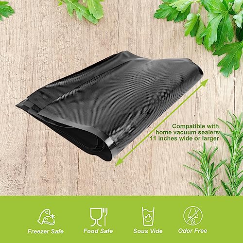 EDYCARX 11" x 19.5' Vacuum Seal Bags Black and Clear, Vacuum Sealer Bags for Food Storage, Heavy Duty Commercial Grade 5 Mil Vacuum Bags, 2 Rolls