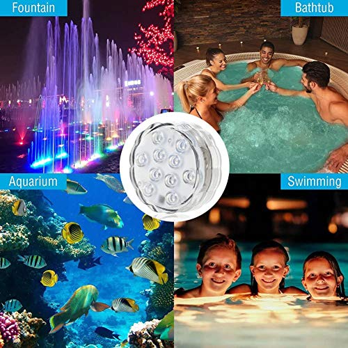 2 Pack Submersible LED Lights Waterproof Pool Lights Underwater with 16 Colors, Remote Control Lights for Aquarium,Vase, Bath,Hot Tub, Halloween,