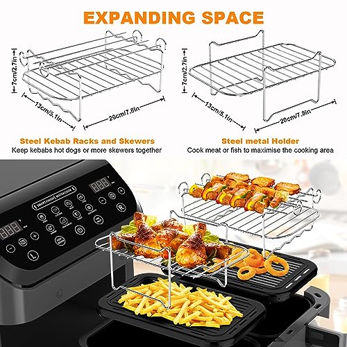 OKYUK Silicone Air Fryer Liners,11 Pcs Dual Air Fryer Silicone Liners Accessories Fit for or Ninja Dual AF300UK&AF400UK, Non-Stick,Easy Cleaning,