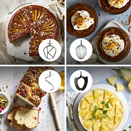 Kenwood Titanium Chef Patissier XL Stand Mixer for Baking- Powerful Food Mixer, With K-Beater, Dough Hook, Whisk, and 2 Bowls 5L and 7L, KWL90.00