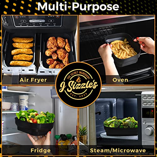 J Sizzle's - 2 x Silicone Air Fryer Liners for Ninja Air Fryer Dual, Air Fryer Silicone Liner for Ninja Air Fryer Accessories, Airfryer Accessori