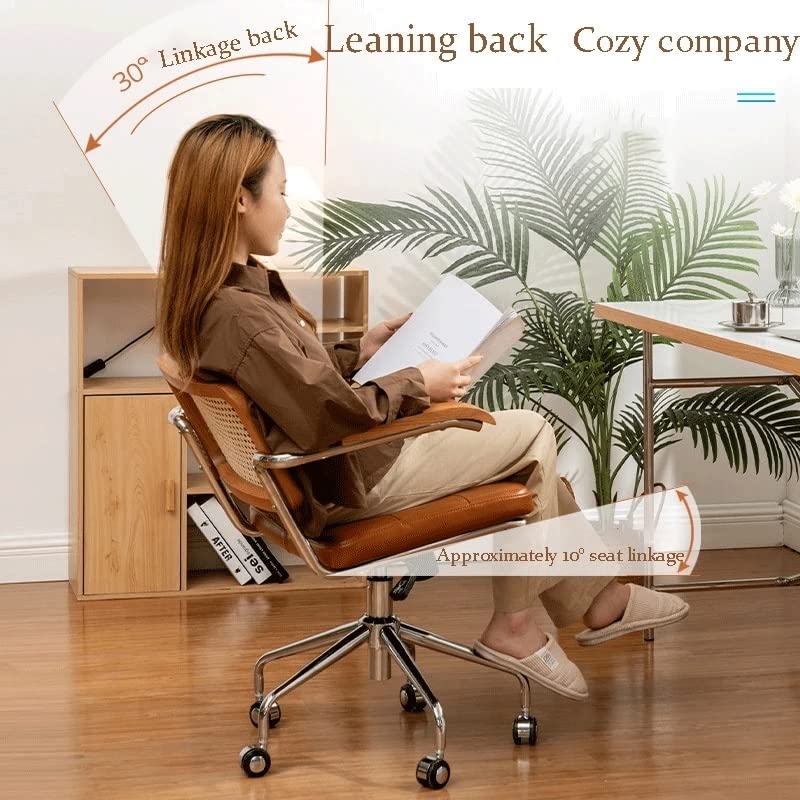 office chair gaming chair computer chair Rattan Computer Chair Retro Rotating Chair Comfortable Study Desk Seat Breathable Armrest Office Furnitu