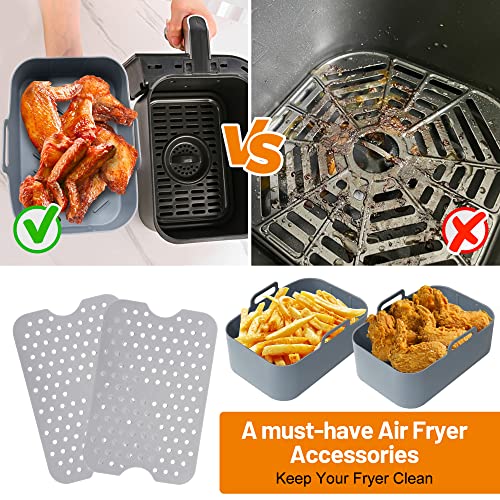 HitTopss 6-Pack Silicone Air Fryer Liner, Air Fryer Silicone Pot Set for Ninjas Dual Air Fryer, Air Fryer Silicone Baking Tray Basket for Ninja/I