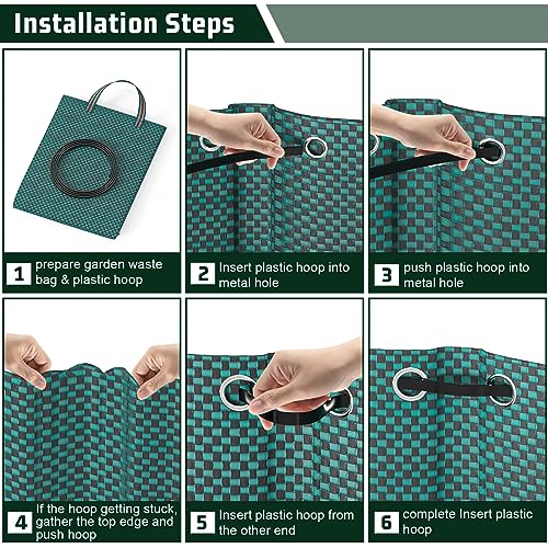 3 Sacks Garden Waste Bags Heavy Duty, Green Garden Waste Sacks Reusable, Industrial Fabric and Handles, Garden Refuse Rubbish Bag, Ideal for Coll