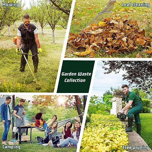 3 Sacks Garden Waste Bags Heavy Duty, Green Garden Waste Sacks Reusable, Industrial Fabric and Handles, Garden Refuse Rubbish Bag, Ideal for Coll