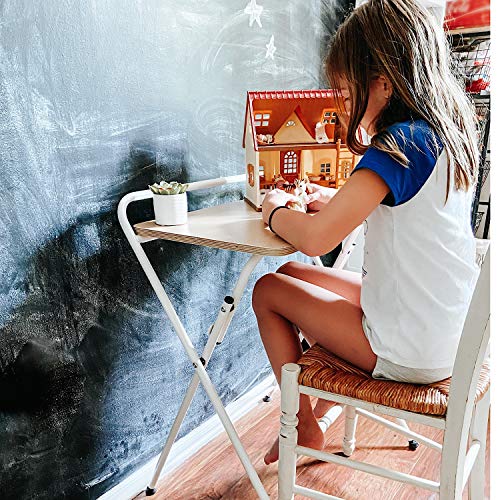 SOFSYS Modern Folding Desk for Small Space, Computer Gaming, Writing, Student and Home Office Organization, Industrial Metal Frame with Premium D